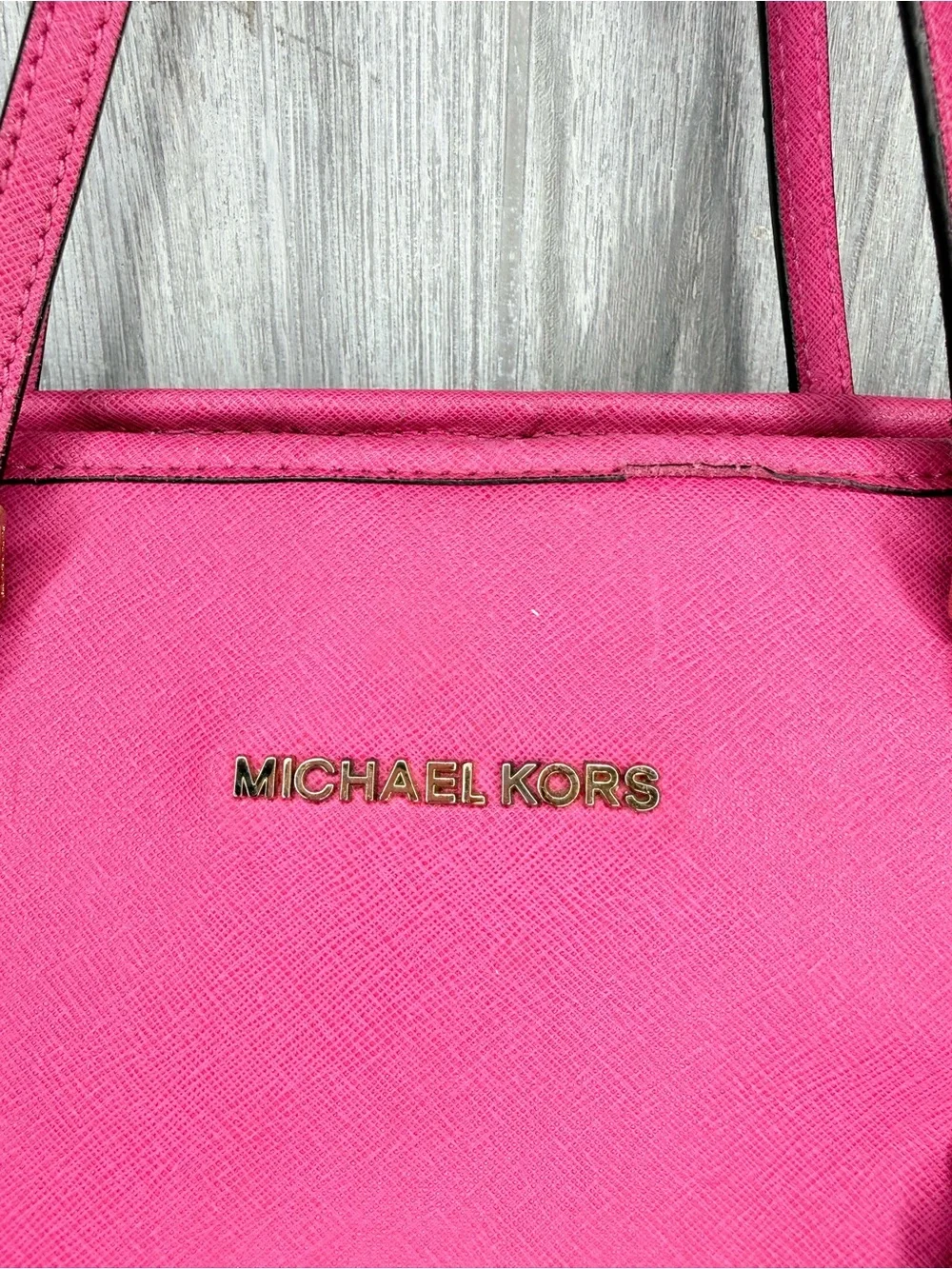 Vintage Michael Kors Jet Set Large Tote in Raspberry Pink Saffiano leather bag